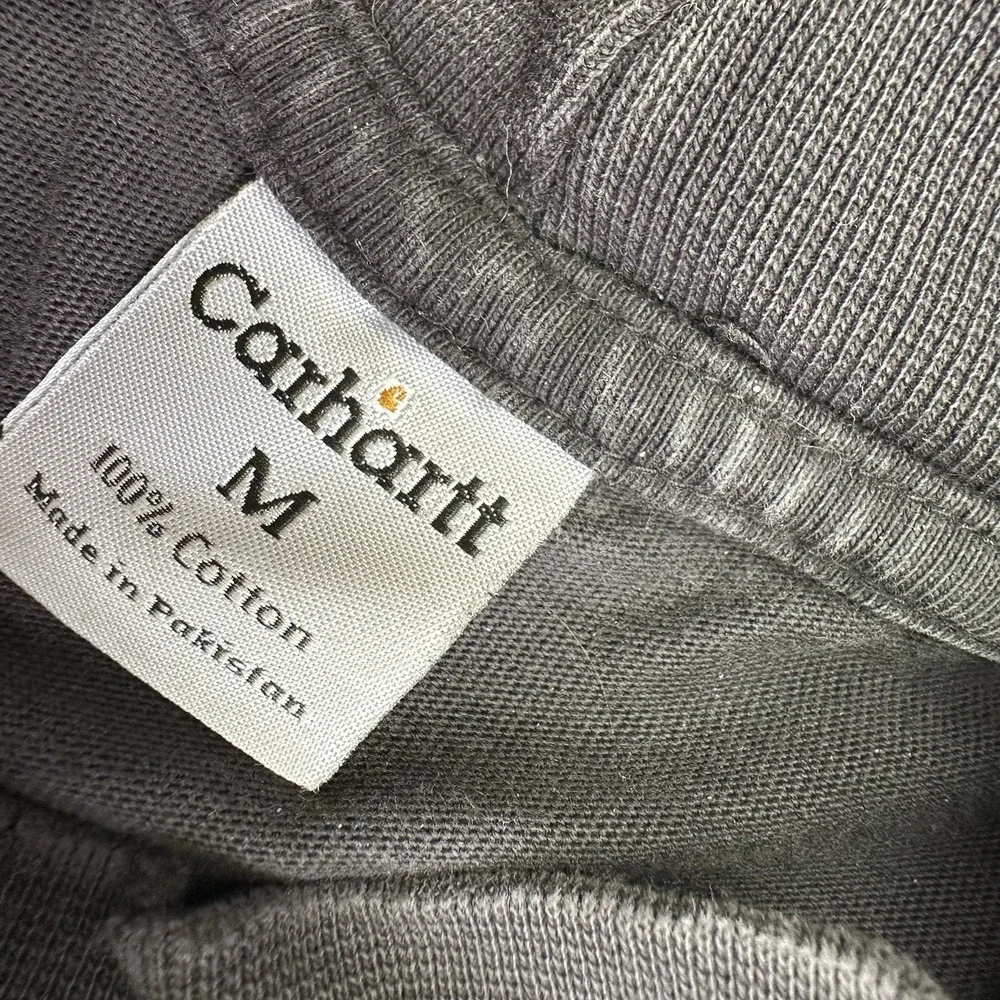 Vtg Carhartt Mock Neck Long Sleeve Workwear Shirt Men M Black Fade Distressed